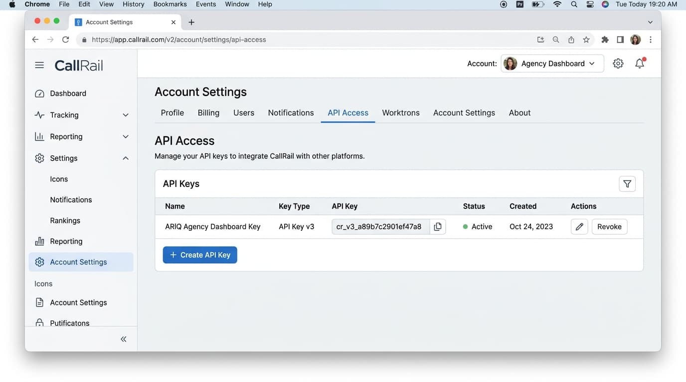 CallRail API keys