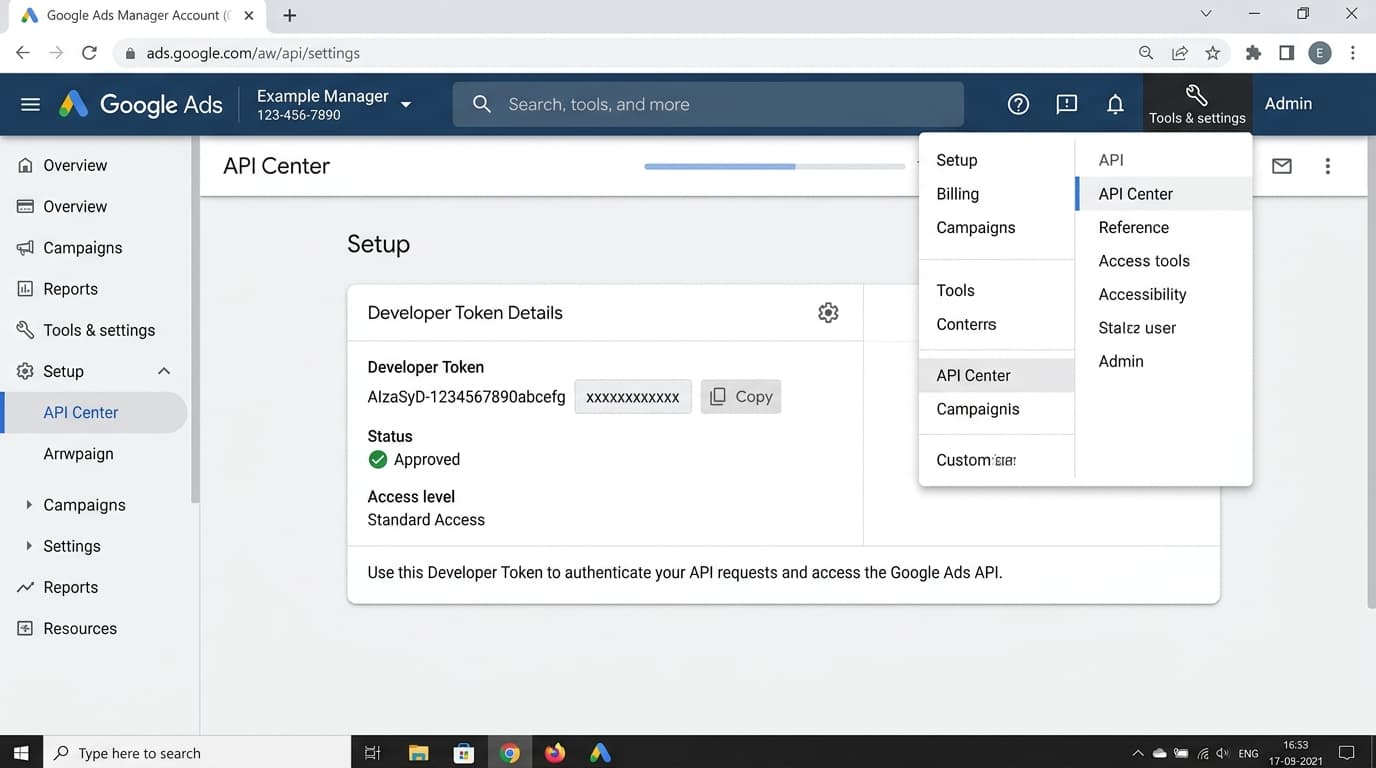 Google Ads API center
