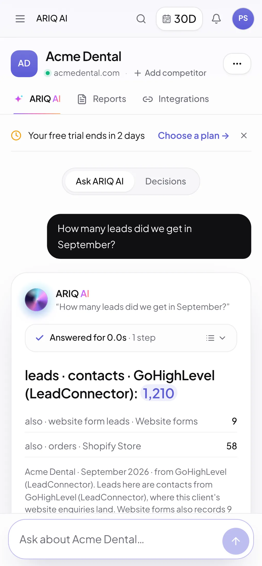 The same answer on a phone